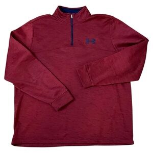 Under Armour Pullover Mens XL 1/4 Zip Sweater Fleece Loose, Burgundy/Navy